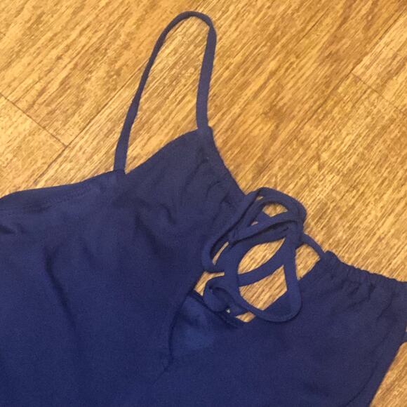 Express Blue Purple Pleated Spaghetti Strap Tie Tank Top Size XS - Picture 6 of 8